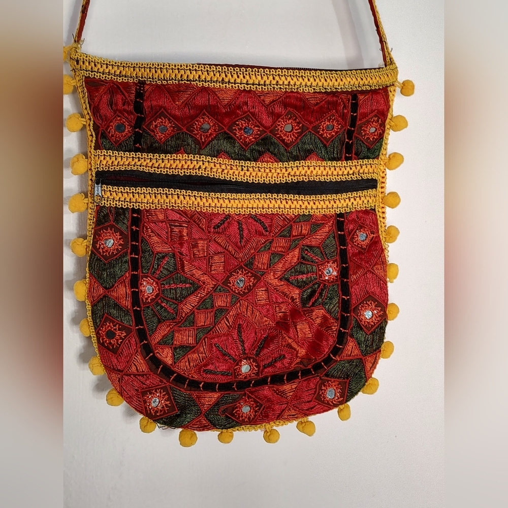 Indian Embroidered Red and Black Women's Embellished Bag - Picture 13 of 13
